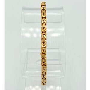 Italian 925 Gold Plated Byzantine 7"  Bracelet • Sterling Silver • late century